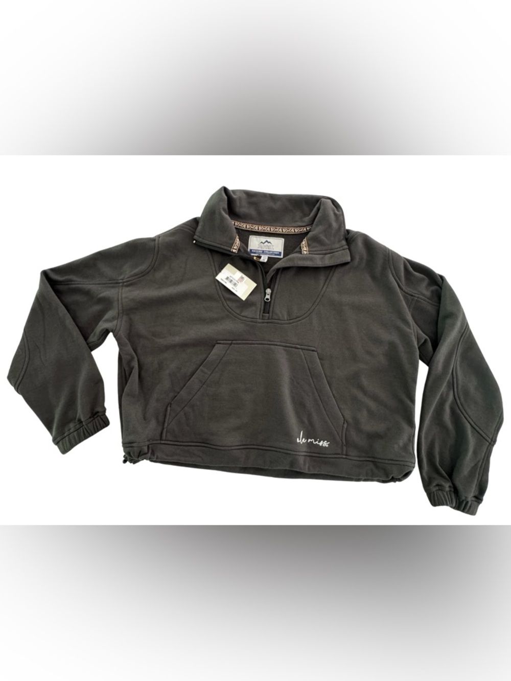 Ole Miss Quarter Zip Pullover NWT Cropped Sweatshirt Summit Sportswear M Gray